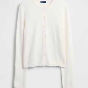 Gap Classic Style CashSoft Knit Cardigan Ivory White Cotton Blend New SIze M